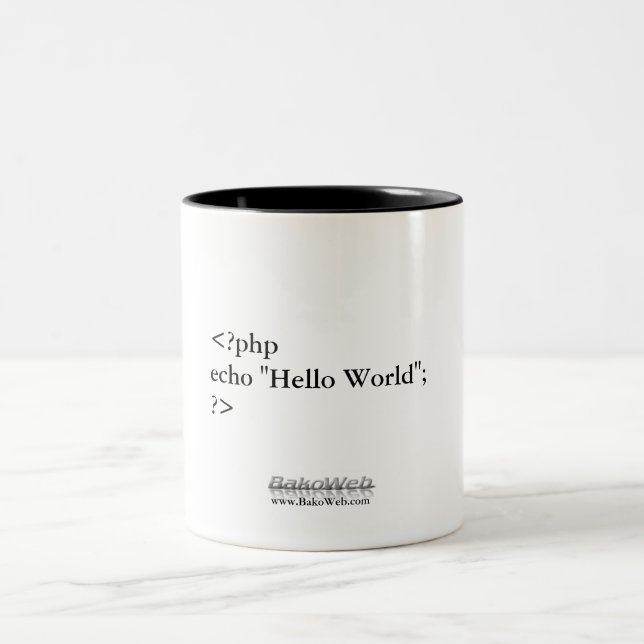 PHP-"hallo Welt" Kaffee-Tasse Zweifarbige Tasse (Mittel)