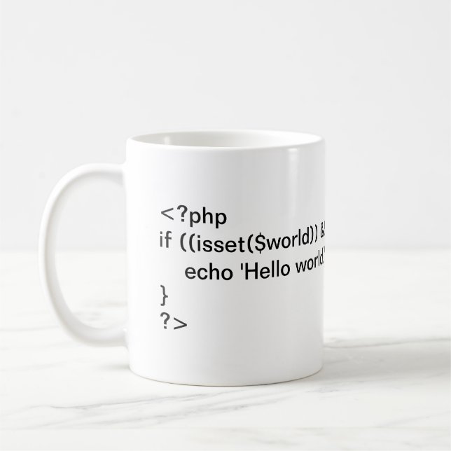 PHP Hello World - bedingte Code-Tasse Kaffeetasse (Links)