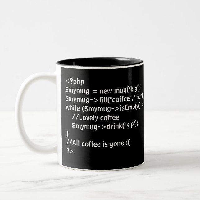 PHP-Kaffee-Tasse Zweifarbige Tasse (Links)