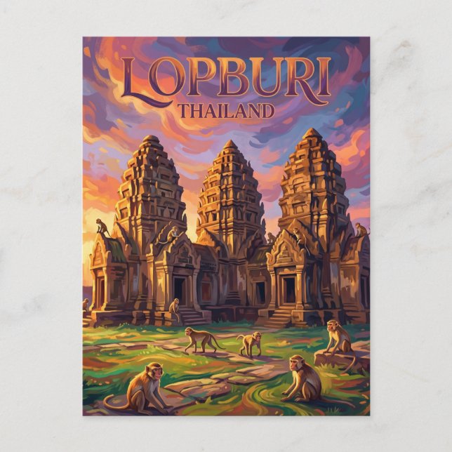 Phra Prang Sam Yod Thailand Postkarte (Vorderseite)