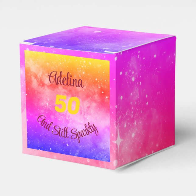 Phrase und Age Pink Lila Gelb anpassen Geschenkschachtel (Vorderseite)