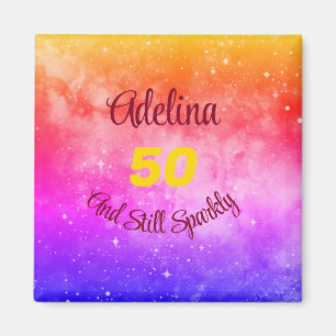 Phrasenname und Alter Pink Lila Gelb anpassen Magnet