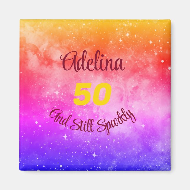 Phrasenname und Alter Pink Lila Gelb anpassen Magnet (Vorne)