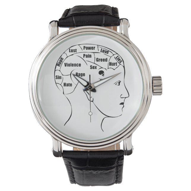 Phrenologie Armbanduhr (Vorderseite)