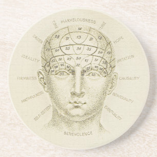 Phrenologie-Untersetzer, antike Illustration Untersetzer