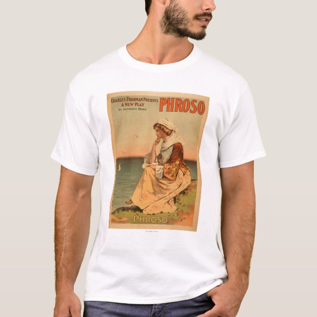 Phroso Frau am Strand-Theaterplakat T-Shirt (Vorderseite)