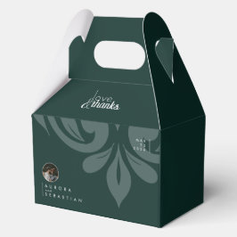 Phthalo Green Damask Sleek Minimal Foto Hochzeit Geschenkschachtel