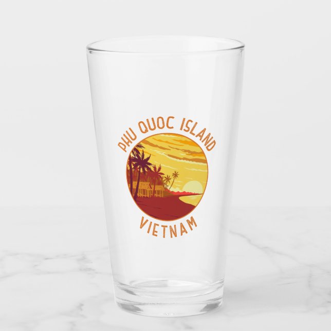 Phu Quoc Island Vietnam Retro Distressed Circle Glas (Vorderseite)