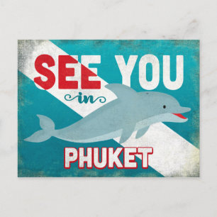Phuket Delfin - Retro Vintage Reise Postkarte