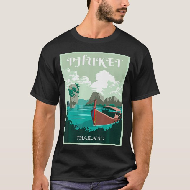 Phuket Longtail-Boot Thailand Insel Samui Souvenir T-Shirt (Vorderseite)