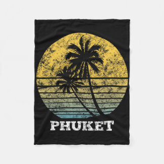 Phuket Strandurlaub Retro Palmen Fleecedecke