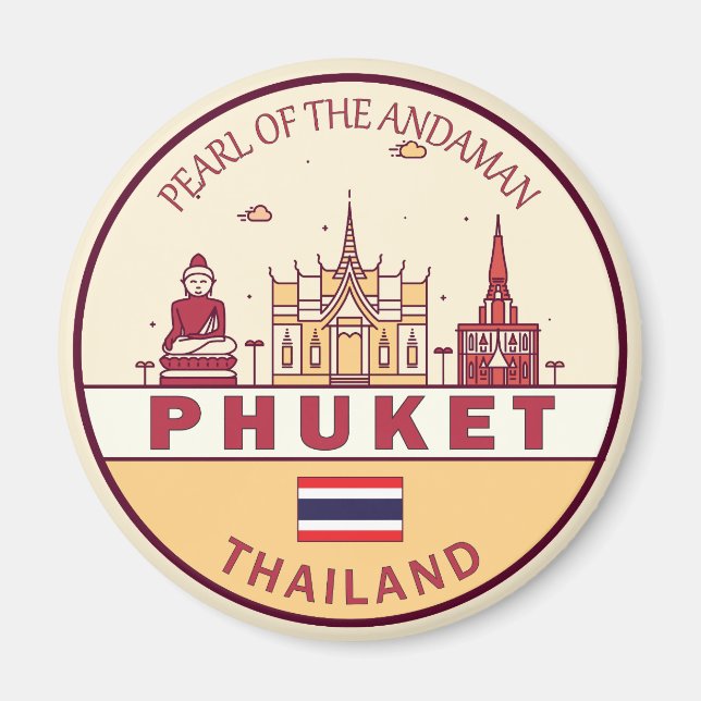 Phuket Thailand City Skyline Emblem Magnet (Vorne)