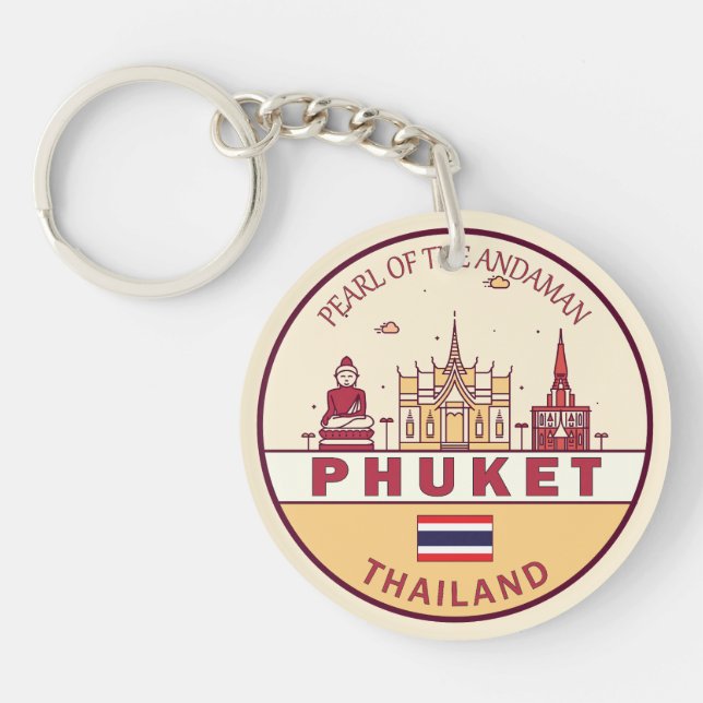 Phuket Thailand City Skyline Emblem Schlüsselanhänger (Vorderseite)