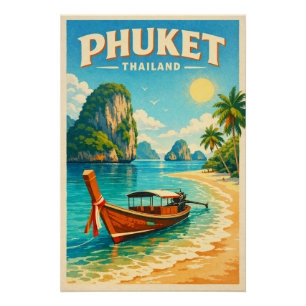 Phuket, Thailand, in einer lebendigen Retro-Reise Poster