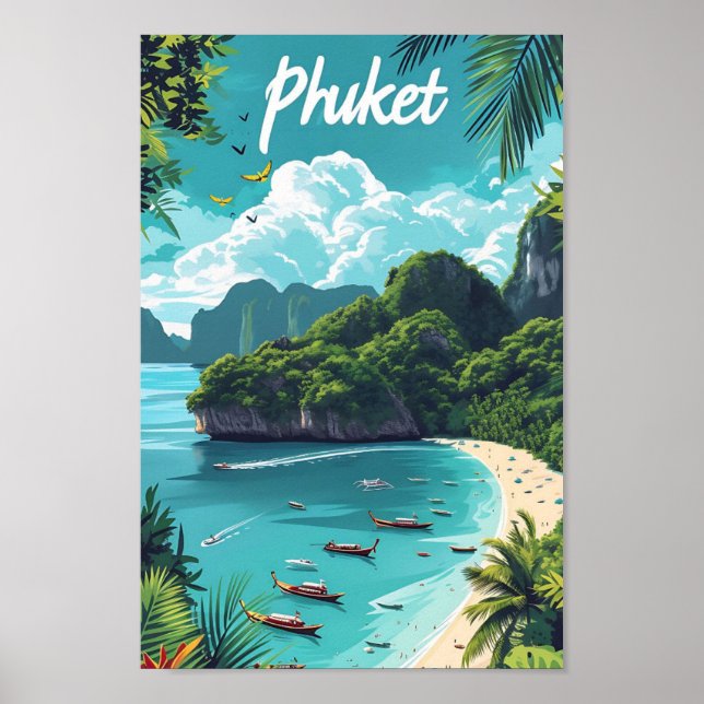 Phuket Thailand Kunstreise Illustration Poster (Vorne)