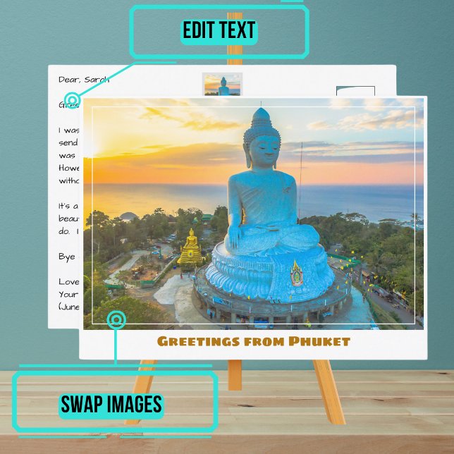 Phuket Thailand mit Big Buddha Modern Postkarte (Please enjoy our postcards and see the others in the collection.)