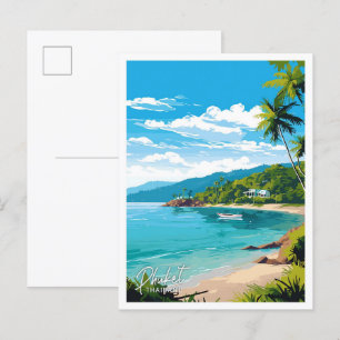Phuket Thailand Reise Vintage-Illustration Postkarte