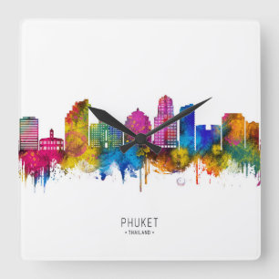 Phuket Thailand Skyline Quadratische Wanduhr