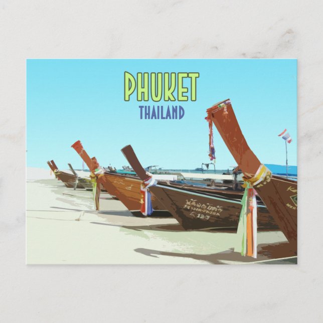 Phuket Thailand Tropical Beach Vintag Postkarte (Vorderseite)