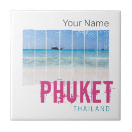 Phuket Thailand Vintag Beach Panorama Souvenir Fliese