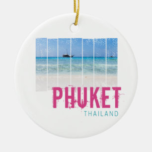 Phuket Thailand Vintag Beach Panorama Souvenir Keramik Ornament