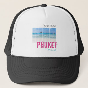 Phuket Thailand Vintag Beach Panorama Souvenir Truckerkappe
