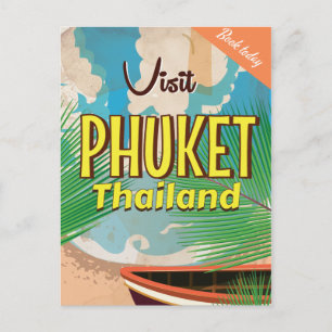 Phuket Thailand Vintage Reiseplakat Postkarte