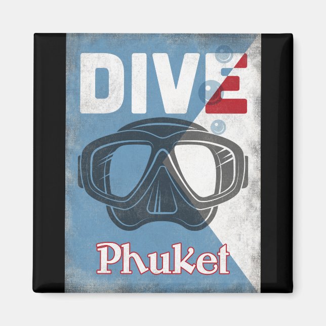 Phuket Vintage Scuba Diving Mask Magnet (Vorne)