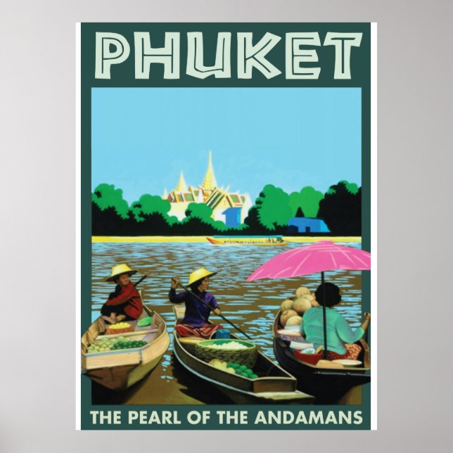 Phuket Vintage Travel Poster. Poster (Vorne)