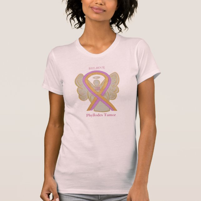 Phyllodes Tumorbewusstsein Ribbon Engel Art Shirts (Vorderseite)