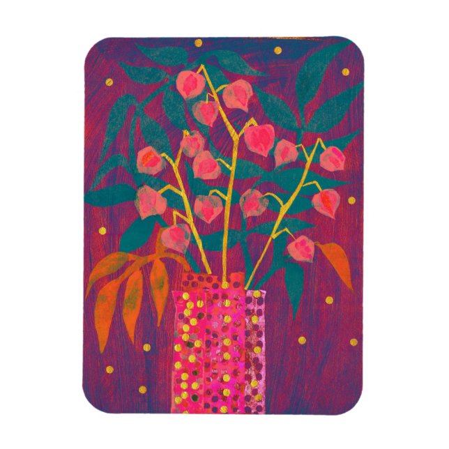 Physalis Herbstliche Pflanze Bouquet farbenfrohe B Magnet (Vertikal)