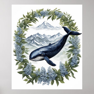 Physeter macrocephalus Wal mit Berglorbeer Poster