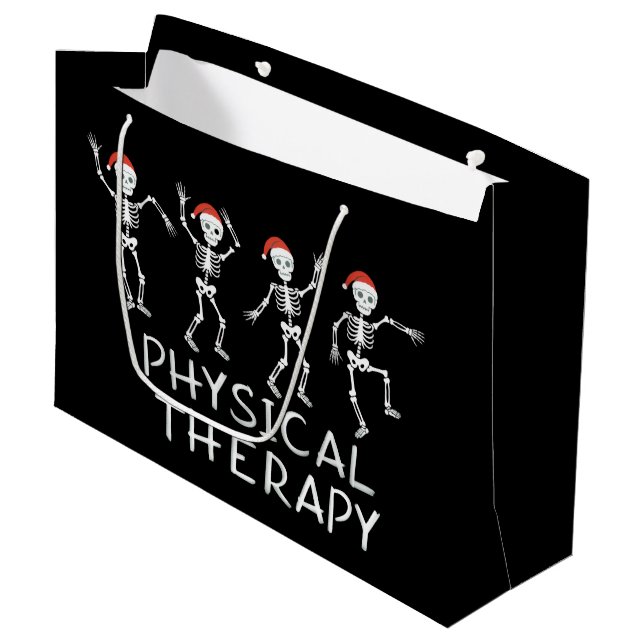 Physical Therapist Skeleton Christmas DPT Student  Große Geschenktüte (Vorderseite Schrägansicht)