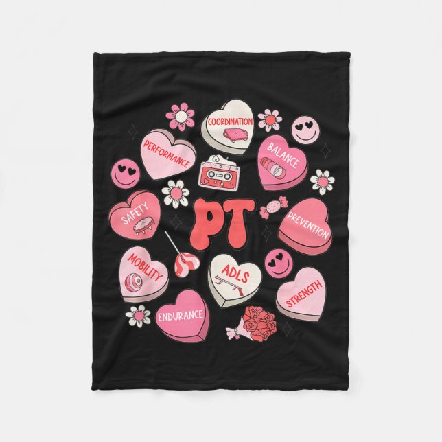 Physical Therapy Groovy Valentine's Day Heart Cand Fleecedecke (Vorderseite)