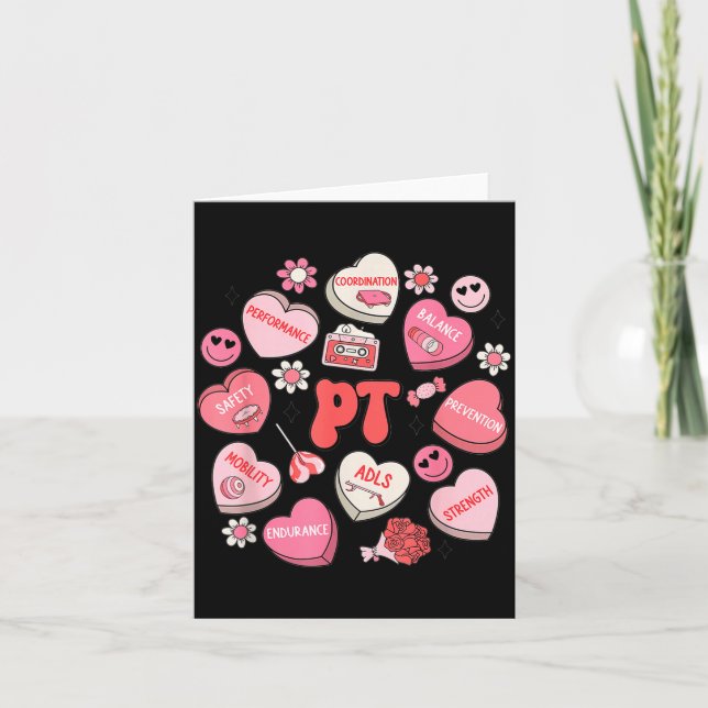 Physical Therapy Groovy Valentine's Day Heart Cand Karte (Vorderseite)