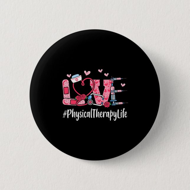 Physical Therapy Love Valentine Day Women Heart Ap Button (Vorderseite)