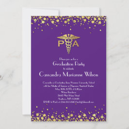 Physician Assistant PA Graduation Purple Gold Einladung