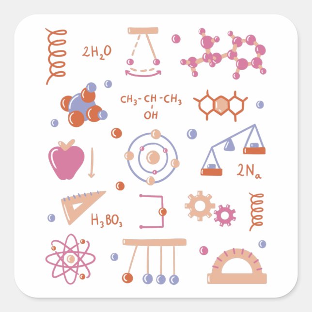 Physics elements quadratischer aufkleber (Vorderseite)