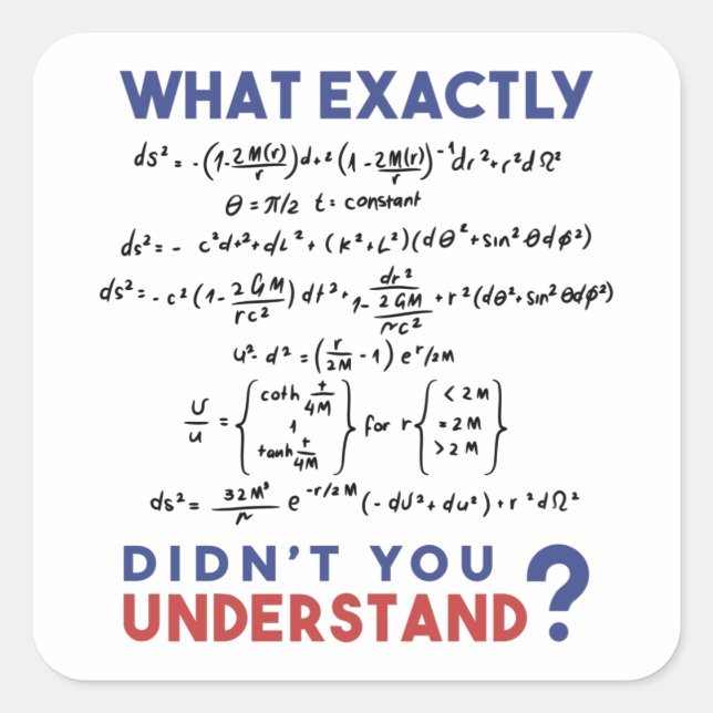 Physics formula Joke Quadratischer Aufkleber (Vorderseite)