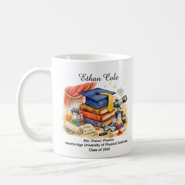 🎓Physics & Physical Sciences Custom Name & Degree Kaffeetasse (Links)
