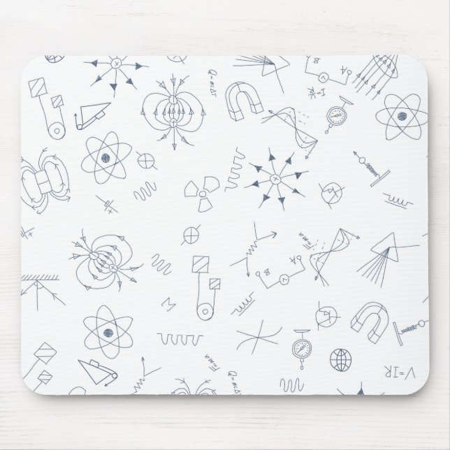 Physics scientific symbols pattern mousepad (Vorne)