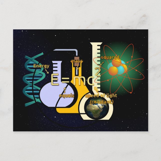 Physik E=mc2 farbiges Design Postkarte (Vorderseite)
