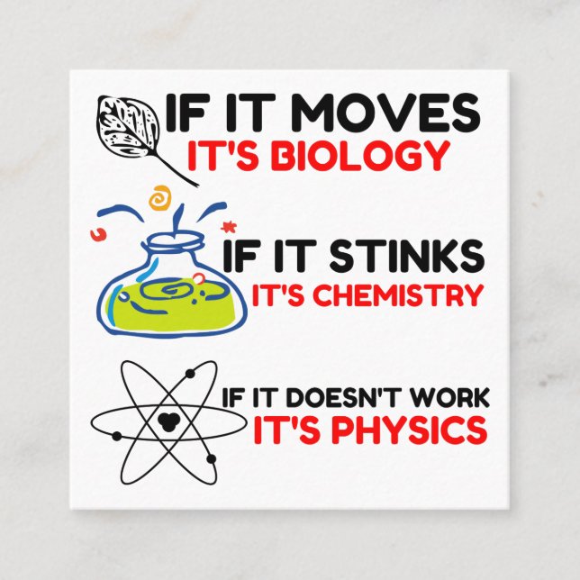 PHYSIK FÜR BIOLOGIE QUADRATISCHE VISITENKARTE (Vorderseite)