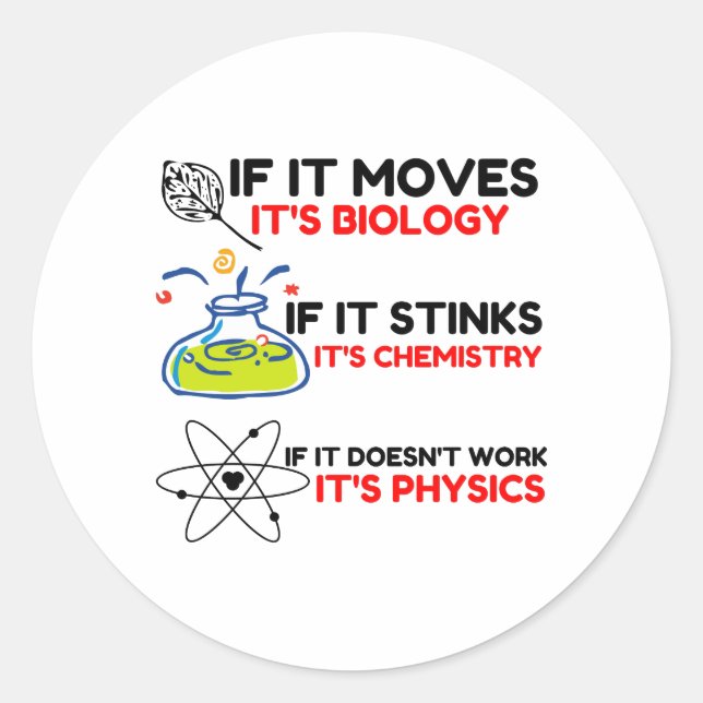 PHYSIK FÜR BIOLOGIE RUNDER AUFKLEBER (Vorderseite)
