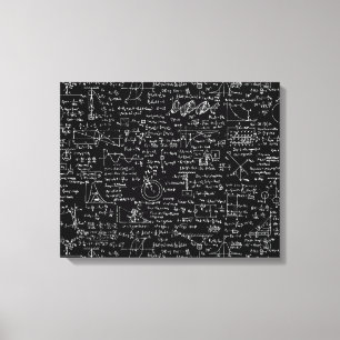 Physik-Gleichungen auf schwarzem // Leinwanddruck