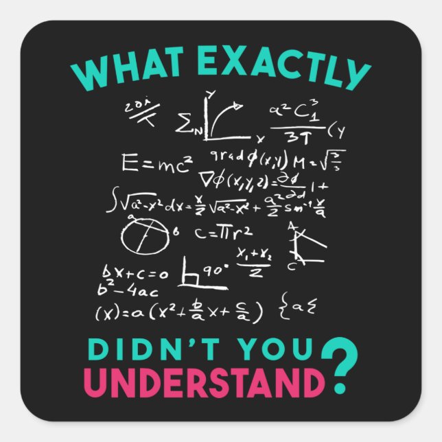 Physik Math Formel Joke Quadratischer Aufkleber (Vorderseite)