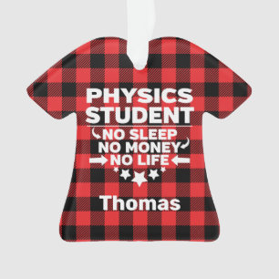 Physik Student kein Schlafgeld Leben Rot Kariert Ornament