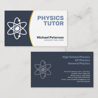 Physik-Tutor | Holzkohlegrau Gold-Akzente Visitenkarte