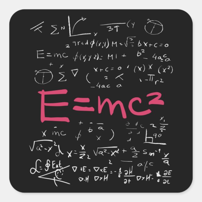 Physik und Mathematik Formeln EMC2 Quadratischer Aufkleber (Vorderseite)