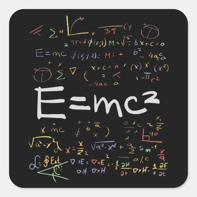 Physik und Mathematik Formeln EMC2 Quadratischer Aufkleber (Vorderseite)